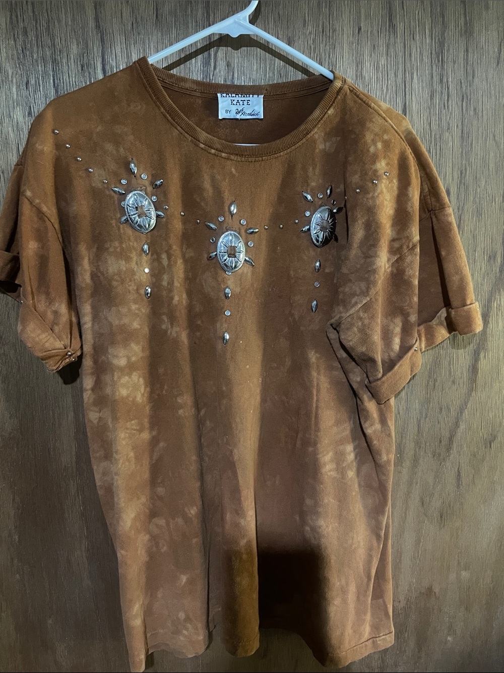 Women’s Brown Tie-Dye Embellished Tee